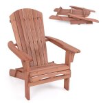Costway chaise adirondack pliante de jardin, chaise longue en bois, dossier haut, accoudoirs larges, ...