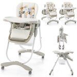 Costway chaise haute bb pliante - dossier inclin - hauteur rglable - plateau repas amovible sans ...