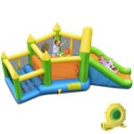 Costway chteau gonflable avec ventilateur 480w, toboggan, grande zone de saut, piscine a balles ocaniques, ...