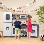 Costway cuisine d'angle xxl pour enfants de 3 ans + 8 accessoires avec tlphone , machine a glaons, ...
