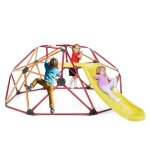 Costway dome escalade exterieur avec toboggan charge max. : 181, 5 kg structure en metal pour enfants ...
