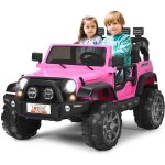 Costway jeep voiture 4x4 electrique 12v pour enfants 3 + ans, 2 places, tlcommande 2. 4g, lumires ...