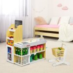 Costway jeu d'imitation jouet de supermarch� pour enfant marchande en bois avec caisse de supermarch�, ...