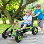 Costway kart a p�dales en m�tal 1 place vert avec roues en caoutchouc 101 x 61 x 62cm convient pour 3 ...