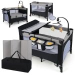 Costway lit parapluie bb evolutif avec matelas 5 en 1 table a langer, 4 hauteurs rglables, bote a ...