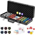 Costway mallette de poker en aluminium - 500 jetons - 2 jeux de cartes - 5 d�s et 3 dealer, coffret de ...