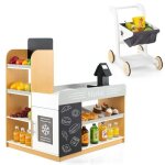 Costway supermarché en bois pour enfants avec chariot de courses 2 tableaux noirs, caisse enregistreuse, ... Costway supermarché en bois pour enfants avec chariot de courses 2 tableaux noirs, caisse enregistreuse, ...