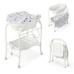 Costway table a langer bébé - baignoire 20l 4 en 1 pliante 4 roues, tuyau 1m, plateau de rangement coussin ... Costway table a langer bébé - baignoire 20l 4 en 1 pliante 4 roues, tuyau 1m, plateau de rangement coussin ...