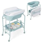 Costway table a langer bébé - baignoire 20l 4 en 1 pliante 4 roues, tuyau 1m, plateau de rangement coussin ... Costway table a langer bébé - baignoire 20l 4 en 1 pliante 4 roues, tuyau 1m, plateau de rangement coussin ...