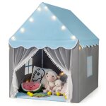 Costway tente de jeux pour enfants avec lumires etoiles & tapis lavable en coton, rideau & 2 fentres ...
