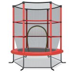 Costway trampoline de jardin pour enfants 165  1, 60h cm avec filet de protection, appuis de ressorts ...