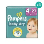 Couches baby dry taille 4 + - pampers - 27 couches - blanc - mixte - petit format