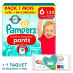 Couches - culottes pampers premium protection pants taille 6 - pack 1 mois 132 couches