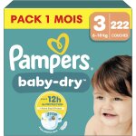 Couches pampers baby - dry taille 3 - 222 couches - 6kg a 10kg