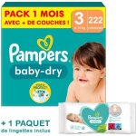 Couches pampers baby - dry taille 3 - pack 1 mois 222 couches