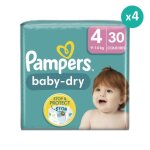 Couches pampers baby - dry taille 4 - pack de 30 - 9kg a 14kg - blanc - mixte