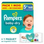 Couche pampers baby - dry taille 5 + - pack 1 mois 168 couches Couche pampers baby - dry taille 5 + - pack 1 mois 168 couches