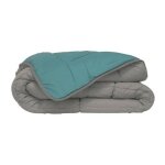 Couette sans housse lavable zelesta easybed - gris clair & vert de mer - 140x200 cm