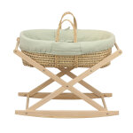 Couffin b�b� en fibres naturelles et habillage tissu avec support en pin massif