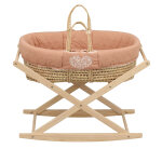 Couffin b�b� en fibres naturelles et habillage tissu avec support en pin massif