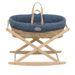 Couffin b�b� en fibres naturelles et habillage tissu avec support en pin massif