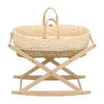 Couffin b�b� en fibres naturelles et habillage tissu avec support en pin massif