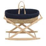 Couffin b�b� en fibres naturelles et habillage tissu avec support en pin massif