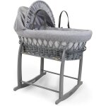 Couffin en osier gaufr� gris avec support a bascule de luxe 68 x 30 cm (gris)