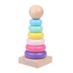 Couleur chaude arc - en - ciel empilage anneau tour stapelring blocs bois bambin bb jouets dec17