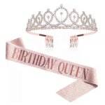 Couronne d'anniversaire avec ��charpe, serre - t��te orn�� de cristaux scintillants, diad��me de reine ...