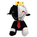 Couronne de visage noir et blanc cravate rouge poupe d'agneau noir et blanc peluche 25cm