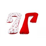 Coussin d'accouchement pre / post natal coeurs rouges sur fond blanc - rouge