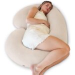 Coussin de grossesse(145 x 76cm) - natural en coton bio, coussin allaitement en forme de c, oreiller ...
