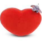 Coussin love elphant en forme de coeur 42x27 cm avec doudou elphant rouge - coussins en peluche doux ...