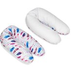 Coussin maternit pre / post natal usages multiples plumes multicolores blanc