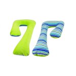 Coussin de maternite minky et coton bandes de couleur 2 vert