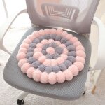 Coussin en peluche en forme de boule de fourrure en maille pour siège de bureau ou de maison gris rond ... Coussin en peluche en forme de boule de fourrure en maille pour siège de bureau ou de maison gris rond ...