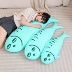 Coussin en peluche en forme de poisson sal, long, en soie glace, pour la sieste, pour fille, idal ...