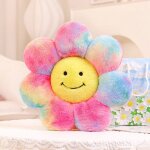 Coussin en peluche tournesol arc - en - ciel, jouet en peluche, ptale de fleur, poupe, chambre de fille, ...