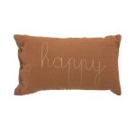 Coussin rectangulaire en gaze de coton happy marron - marron