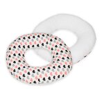 Coussin rond post natal coeurs roses - noirs - gris - blanc
