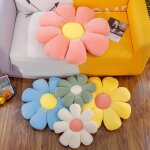Coussin de sol, 40 x 40 cm, jaune et rose en peluche, tatami en forme de fleur, coussin d'assise confortable, ...