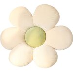 Coussin de sol, 45 x 45cm, blanc et vert en peluche, tatami en forme de fleur, coussin d'assise confortable, ...