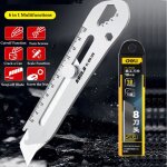Couteau utilitaire multifonction en acier inoxydable 6 en 1, design de rupture de queue, rgle, ouvre ...