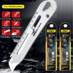 Couteau utilitaire multifonction en acier inoxydable 6 en 1, design de rupture de queue, rgle, ouvre ...