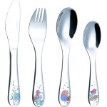 Couverts pour enfants 4 pices en inox / acier inoxydable - 1 x fourchette 1 x couteau 1 x grande cuillre ...