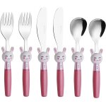 Couverts enfant en inox 3 pices: 1 x fourchette, 1 x couteau, 1 x cuillre (lapins x 3)