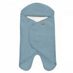 Couverture babynomade double polaire 0 - 6m bleu baltique et blanc