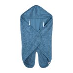 Couverture d'emmaillotage 80 x 80 cm 'seashells indigo' - certifie gots & oeko tex - bleu