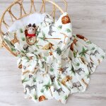 Couverture d'emmaillotage pour bb, en mousseline, a motifs d'animaux de la fort, 120x120, linge de ...